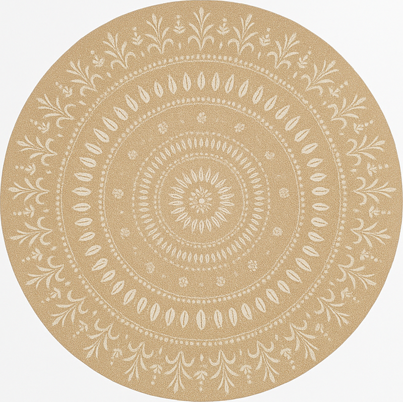 Alfombra redonda yute patrón mandala beige claro - TenVinilo