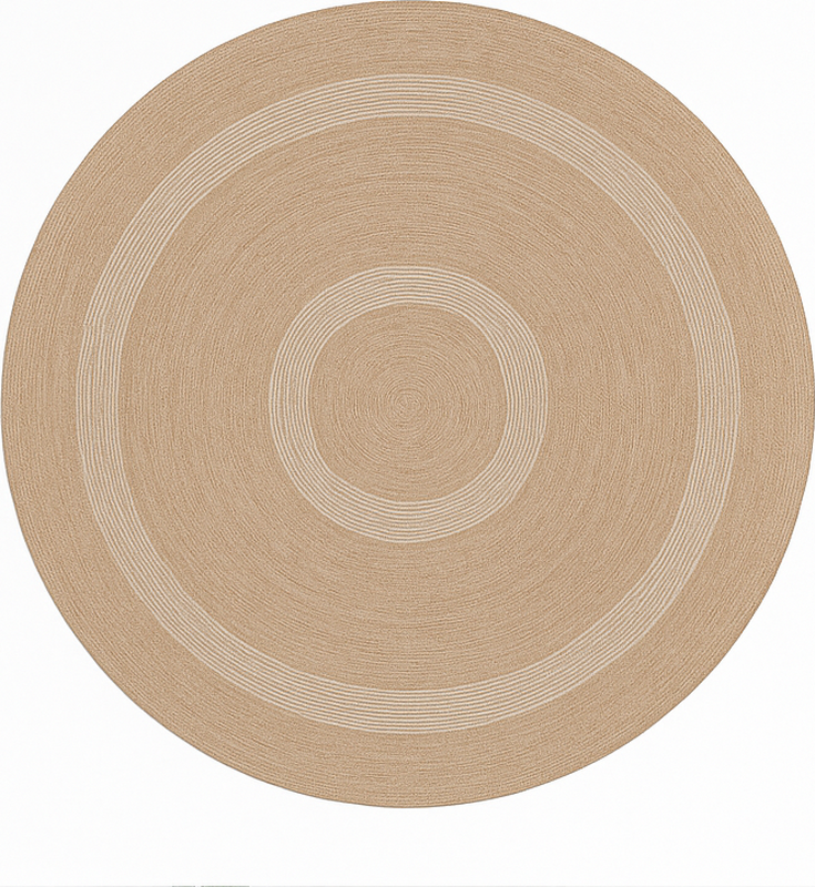 Alfombra redonda yute beige con blanco boho - TenVinilo