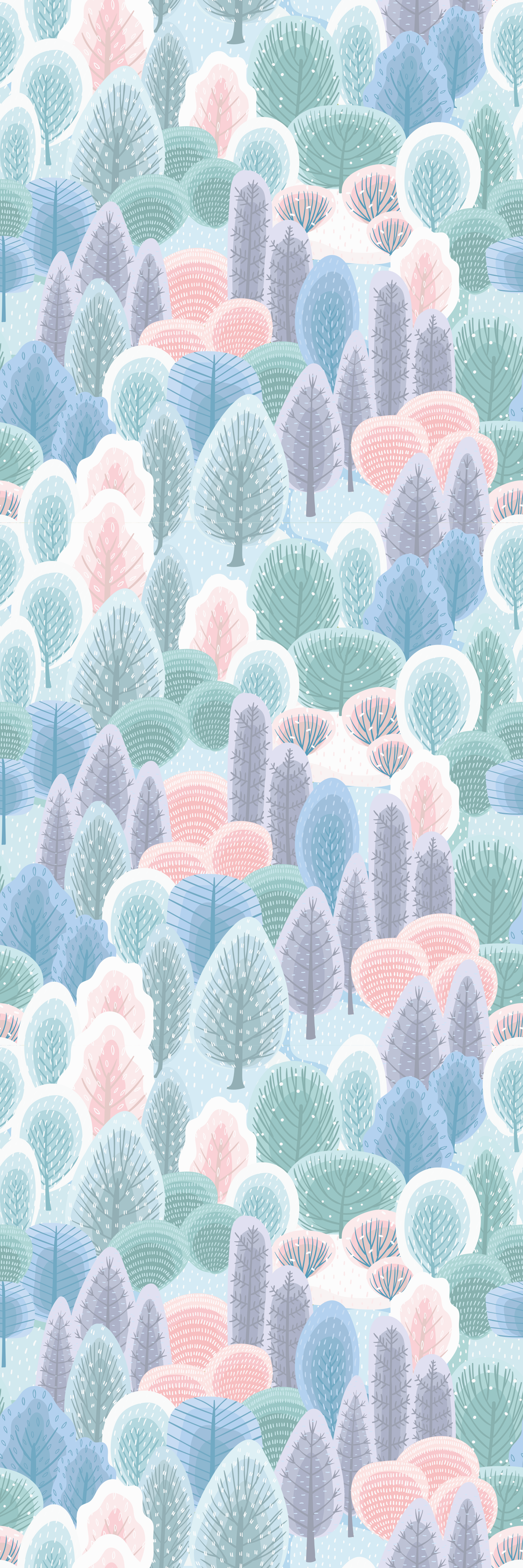 Alfombra vinílica dormitorio patrón bosque invernal pastel - TenVinilo