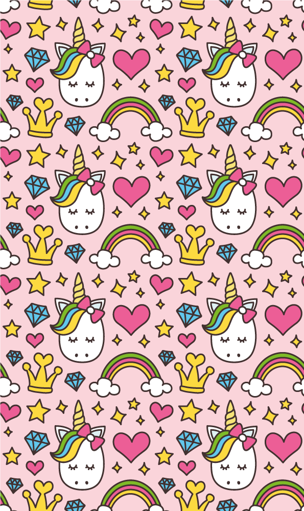 Alfombra vinílica dormitorio arcoíris y unicornios adorables - TenVinilo