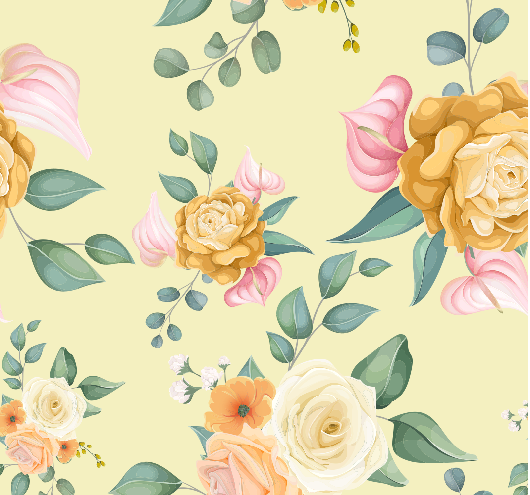 Alfombra vinílica dormitorio estilo vintage rosas amarillas - TenVinilo