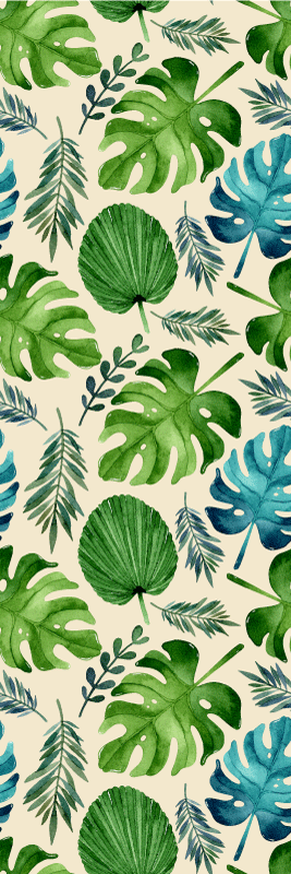 Alfombra vinílica dormitorio con diseño de hojas verdes - TenVinilo
