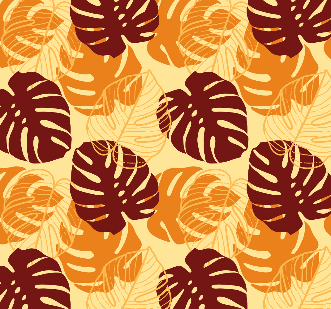 Alfombra vinílica naturaleza monstera roja y amarilla - TenVinilo