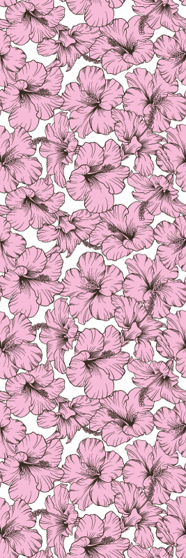 Alfombra vinílica naturaleza patrón hibisco rosa - TenVinilo