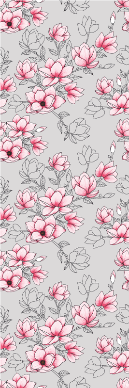 Alfombra vinílica naturaleza flores de magnolia plateadas - TenVinilo