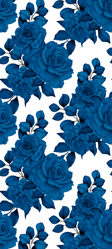 Alfombra vinílica naturaleza flores azules nostálgicas - TenVinilo