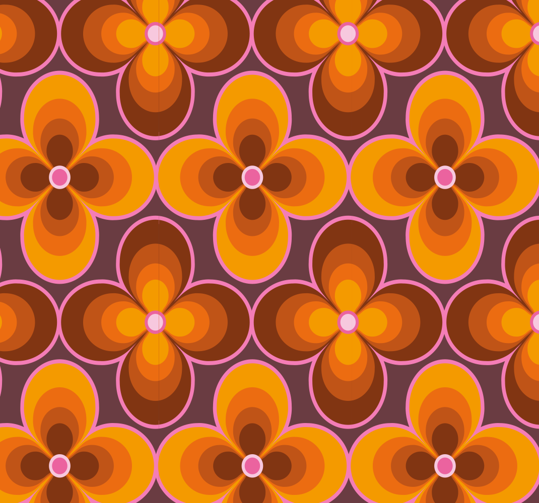 Alfombra vinílica vintage patrón floral retro groovy - TenVinilo