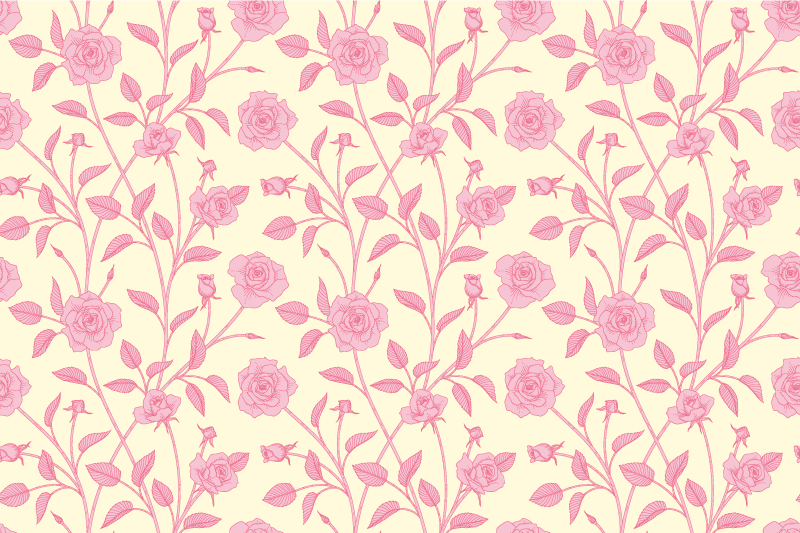 Alfombra vinílica vintage rosas pequeñas sobre fondo rosa - TenVinilo