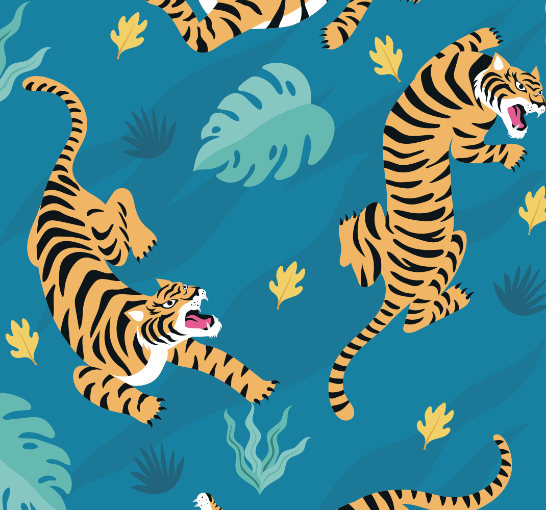 Alfombra vinílica animales papel tapiz tigres - TenVinilo