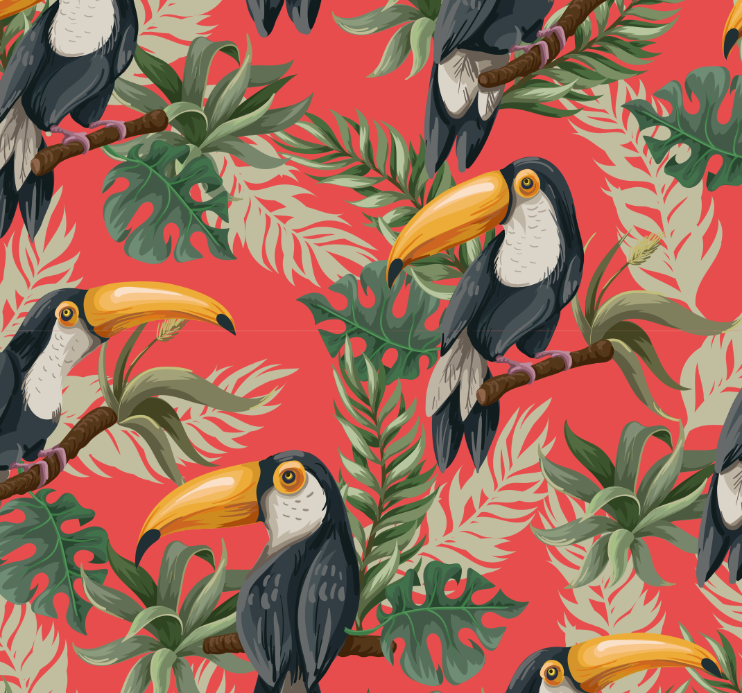 Alfombra vinílica animales toucans tropicales - TenVinilo