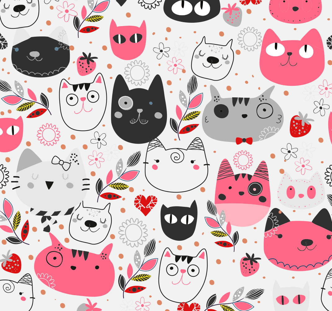 Alfombra vinílica animales gatos ilustrados - TenVinilo