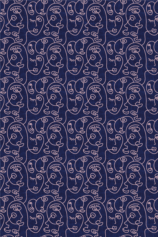 Alfombra vinílica imitación mujer azul abstracta - TenVinilo