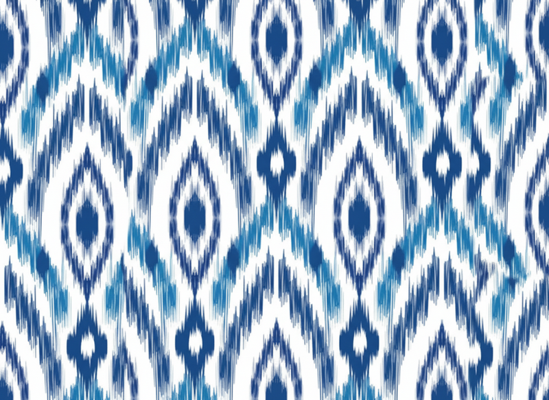 Alfombra vinílica imitación patrón ikat azul - TenVinilo