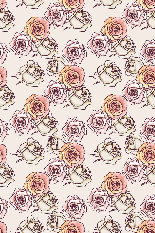 Alfombra vinílica vintage estampado de rosas inglés - TenVinilo