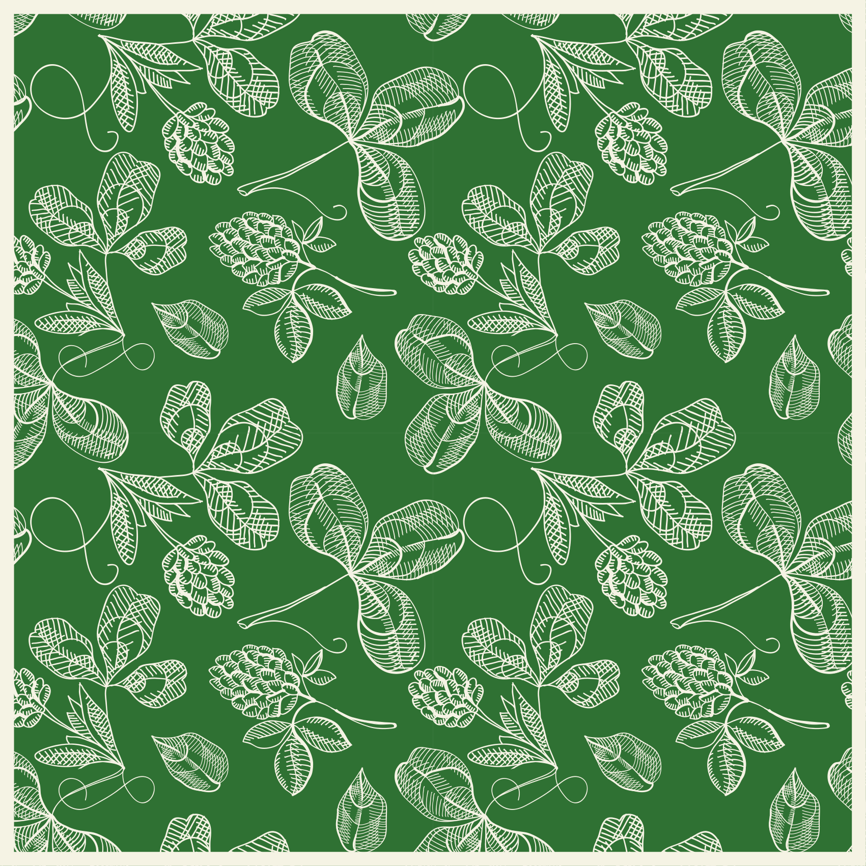 Alfombra vinílica vintage patrón de rama de magnolia verde - TenVinilo
