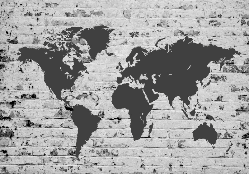 Alfombra vinílica mapamundi mural de mapa mundial blanco - TenVinilo