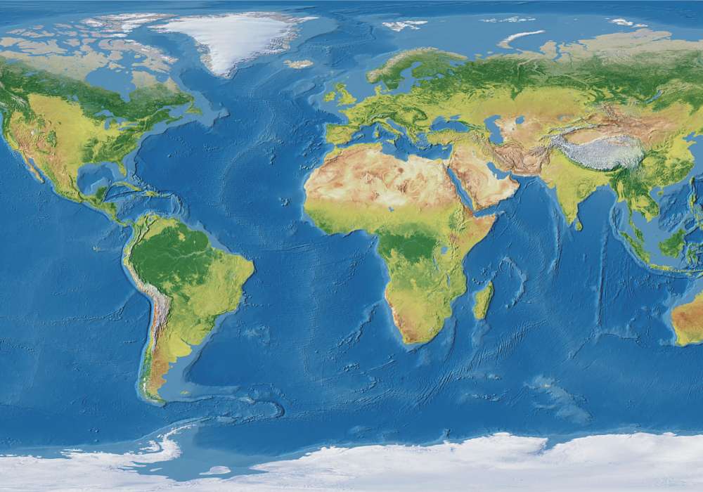Alfombra vinílica mapamundi mapa mundial realista - TenVinilo