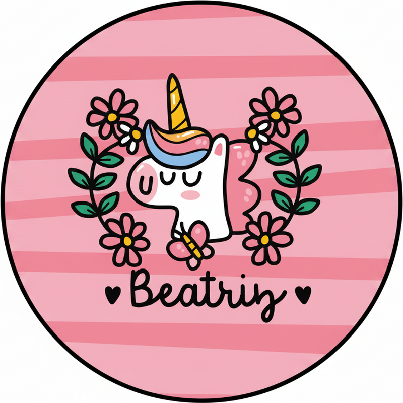 Alfombra vinílica infantil unicornio con flores lindas - TenVinilo
