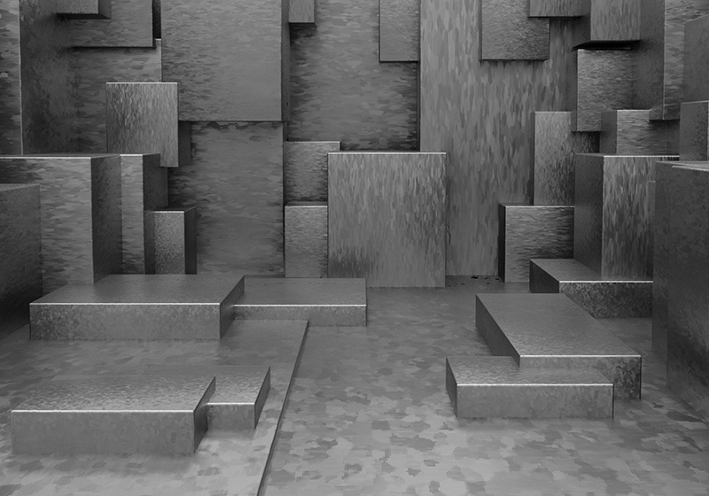 Alfombra vinílica gris bloques abstractos geométricos - TenVinilo