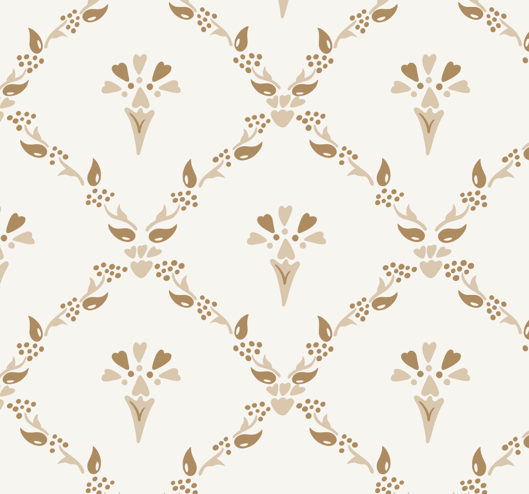 Alfombra vinílica beige con patrón floral hexagonal - TenVinilo