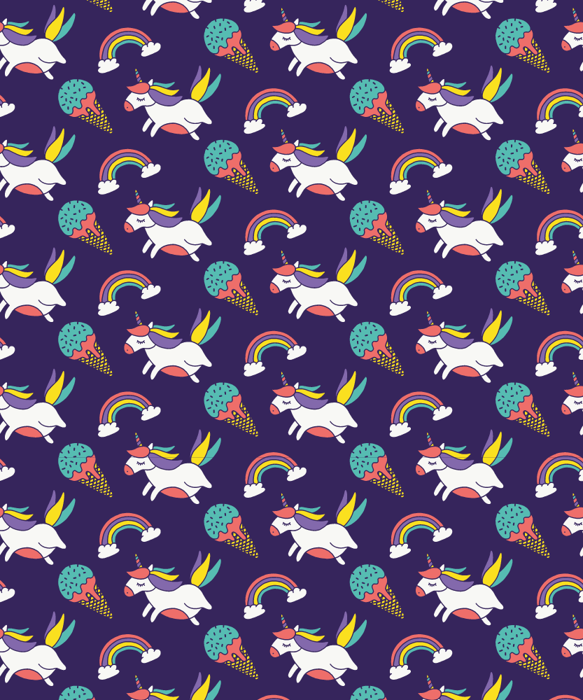 Alfombra vinílica morada con patrón de unicornios - TenVinilo