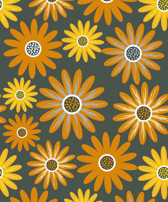 Alfombra vinílica naranja flores margarita naranja - TenVinilo