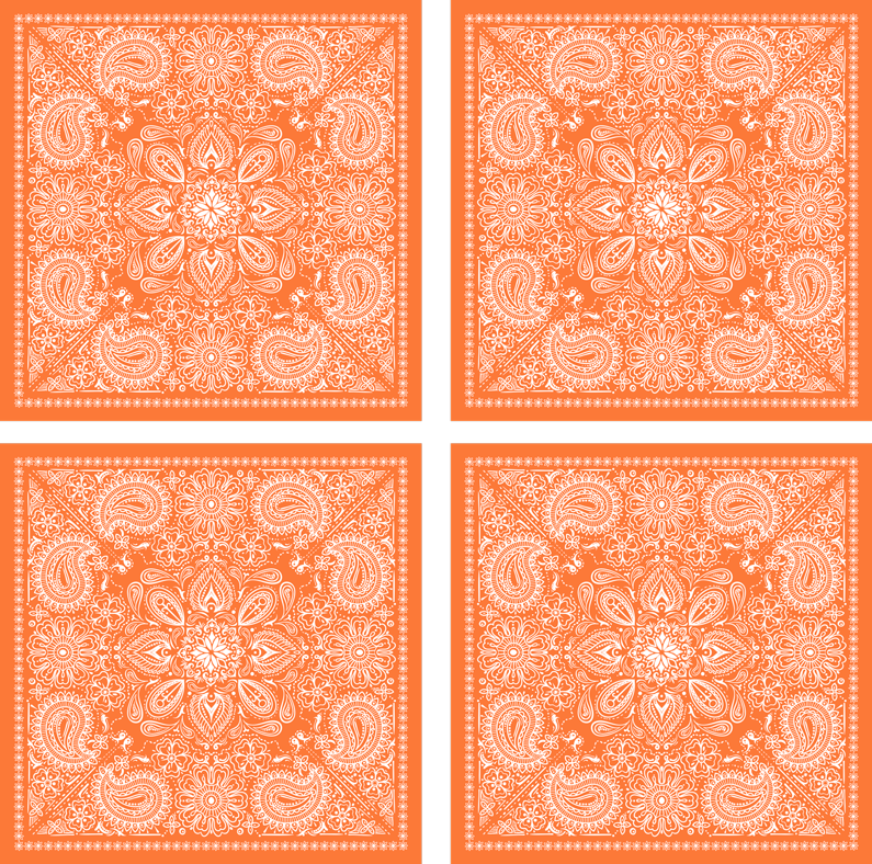Alfombra vinílica naranja azulejo de paisley - TenVinilo