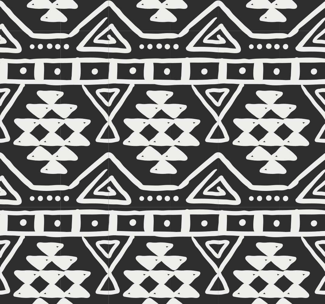 Alfombra vinílica negra con patrón bohemio en blanco y negro - TenVinilo