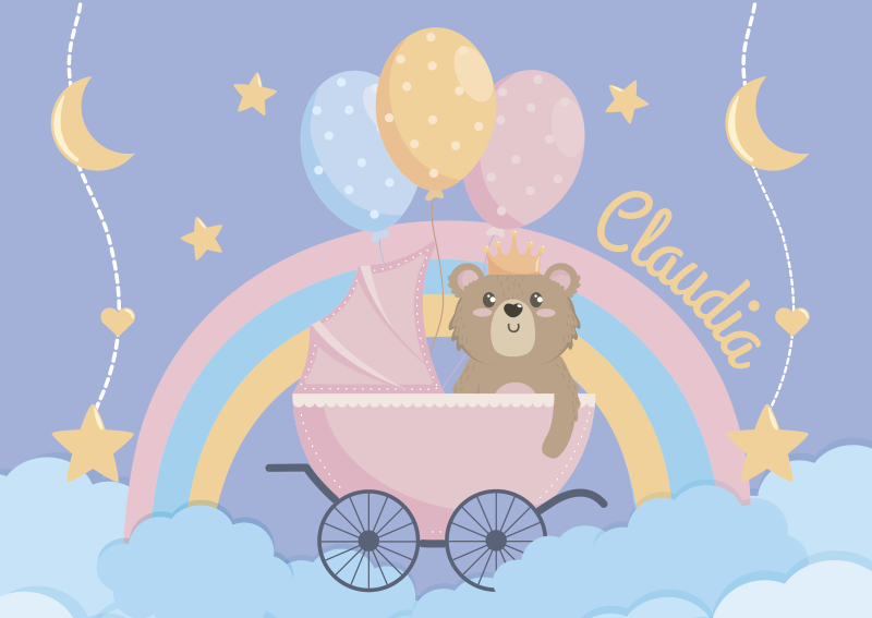 Alfombra vinilica bebé oso con nombre - TenVinilo