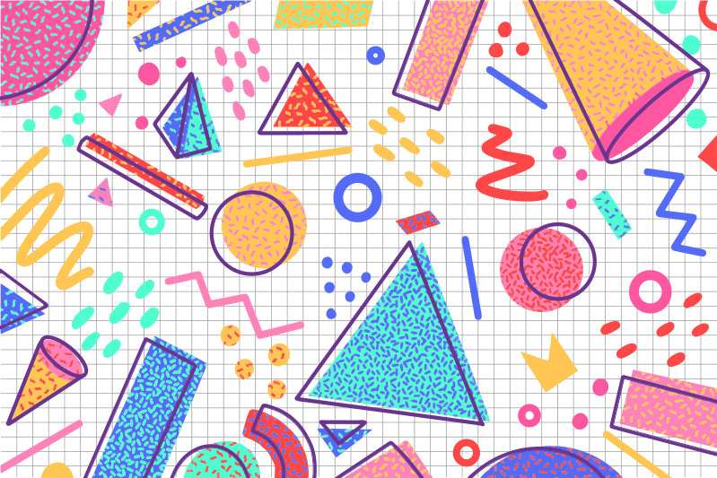 Alfombra retro de vinilo geométrica estilo memphis - TenVinilo