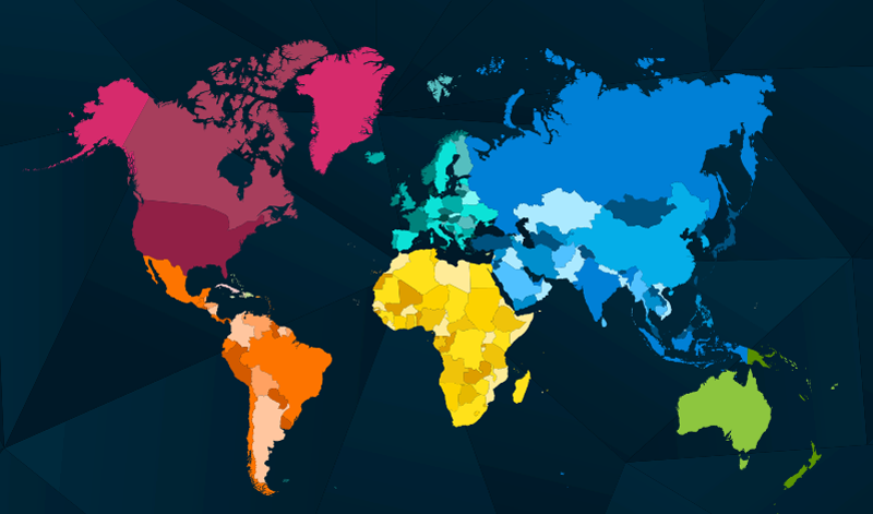 Alfombra vinílica moderna mapamundi colores - TenVinilo