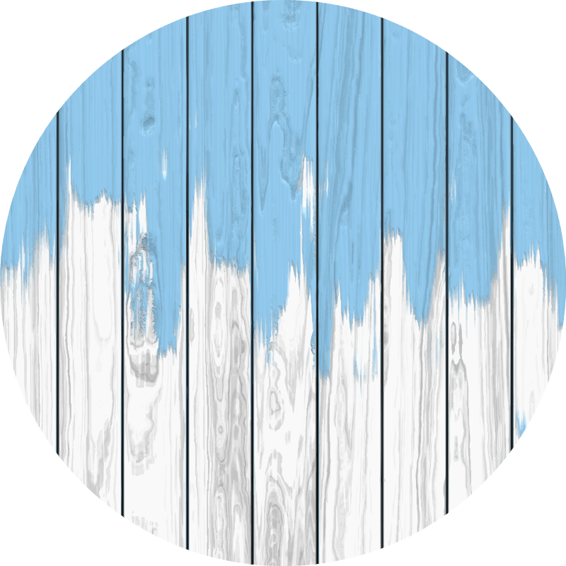 Alfombra vinílica madera azul y blanca redonda - TenVinilo