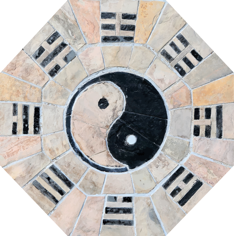 Alfombra vinílica mosaico mosaico yin yang - TenVinilo