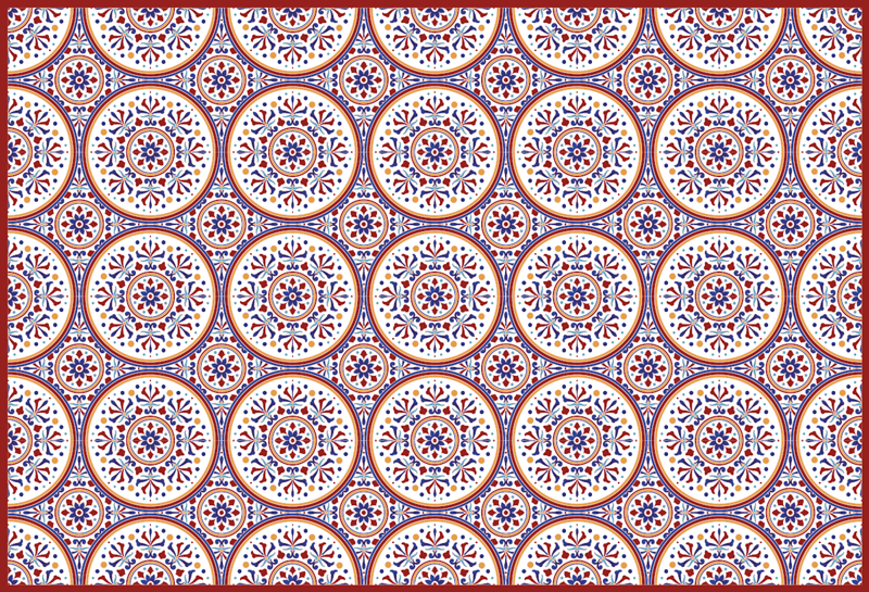 Alfombra vinilica hidráulica azulejos mayólica - TenVinilo