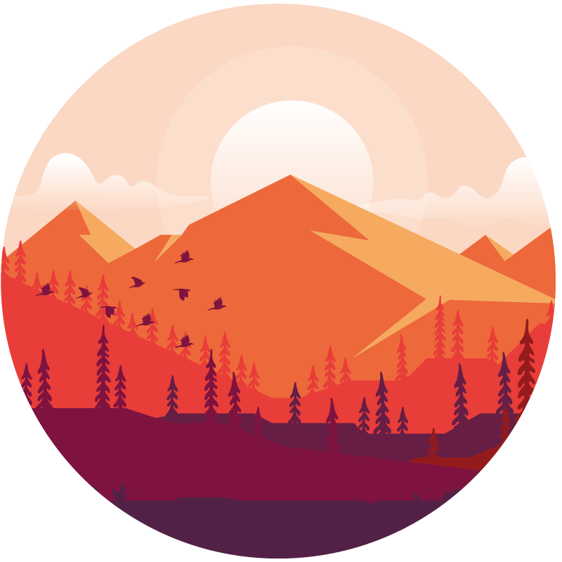 Alfombra vinílica dormitorio Puesta de sol en las montañas - TenVinilo