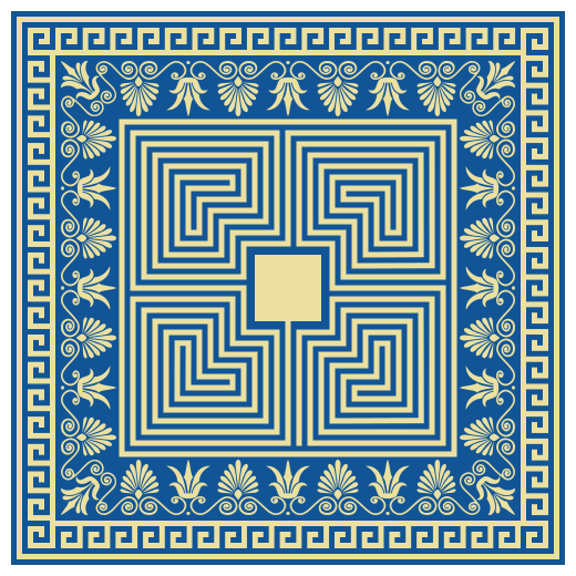 Alfombra vinílica vintage azulejo azul griego - TenVinilo