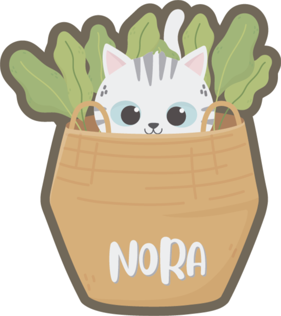 Alfombra vinílica gatito en maceta con nombre - TenVinilo