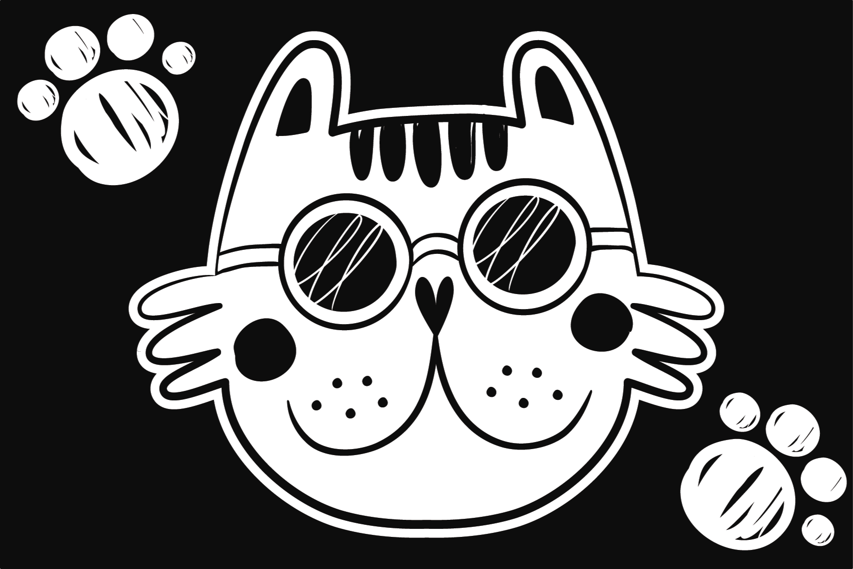 Alfombra vinílica infantil ilustración de gato caricatura - TenVinilo