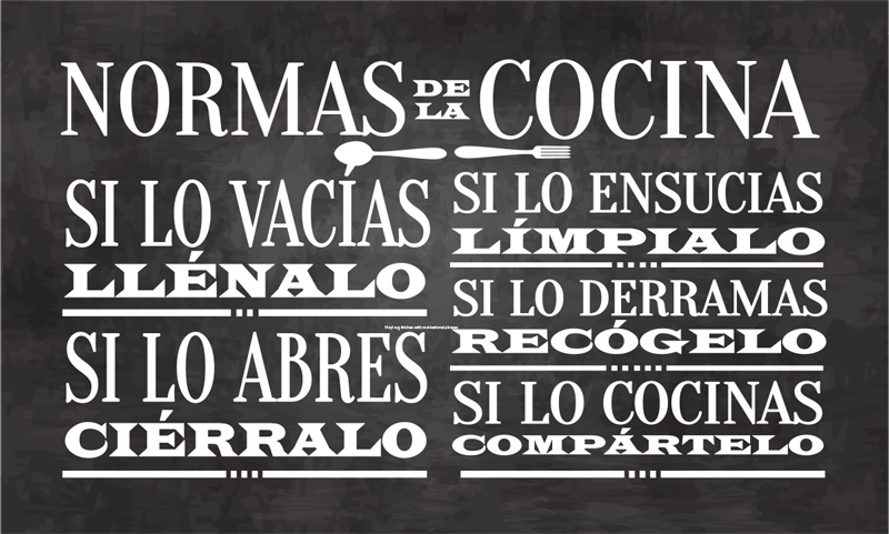 Alfombra vinílica para cocina reglas de la cocina - TenVinilo