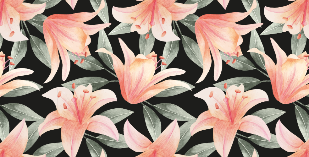 Alfombra vinílica Patrón floral de color retro - TenVinilo