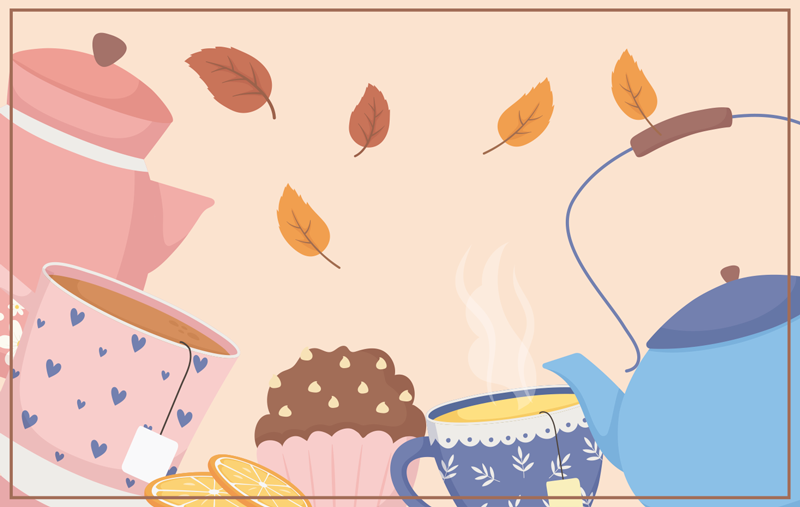 Alfombra vinílica flores ilustración de la hora del té - TenVinilo