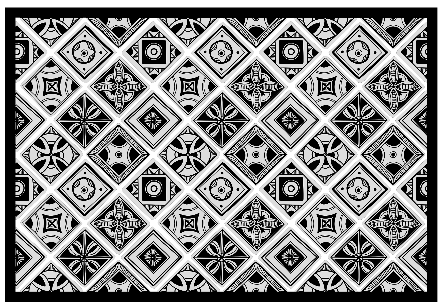 Alfombras vinilo cocina cuadrados azulejos negros - TenVinilo