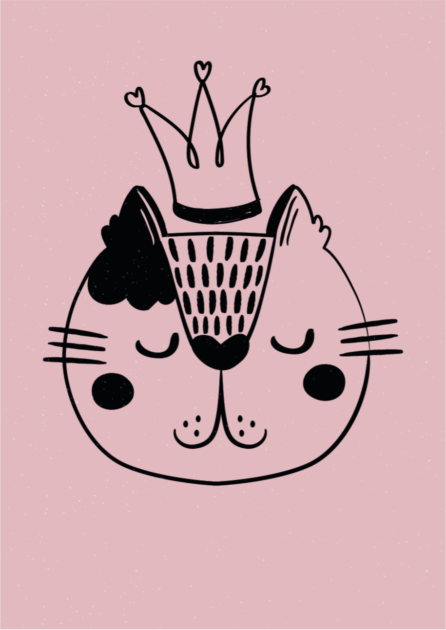 Alfombra vinílica animales ilustración de gato coronado - TenVinilo