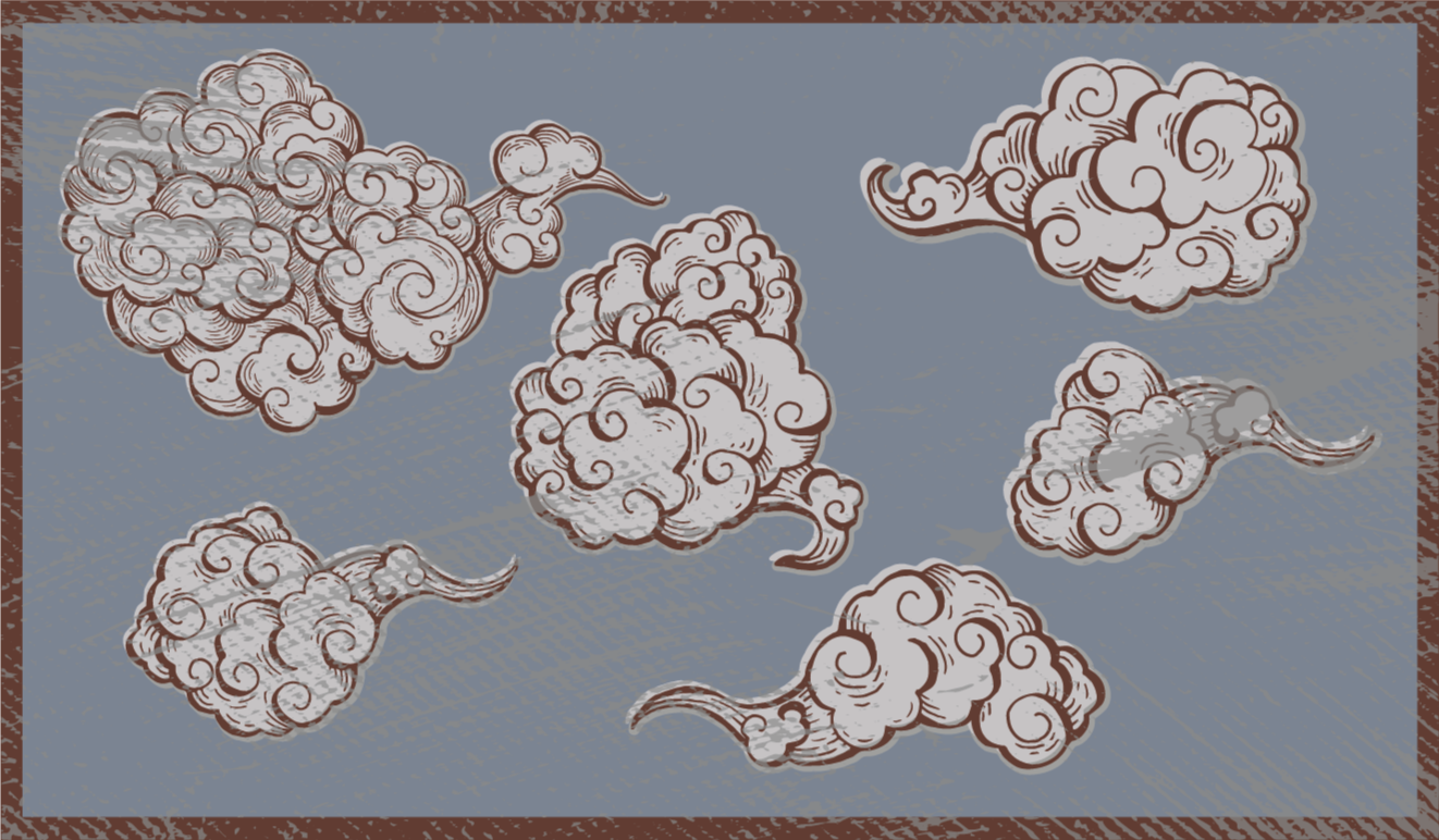 Alfombra vinílica vintage nubes en remolinos - TenVinilo