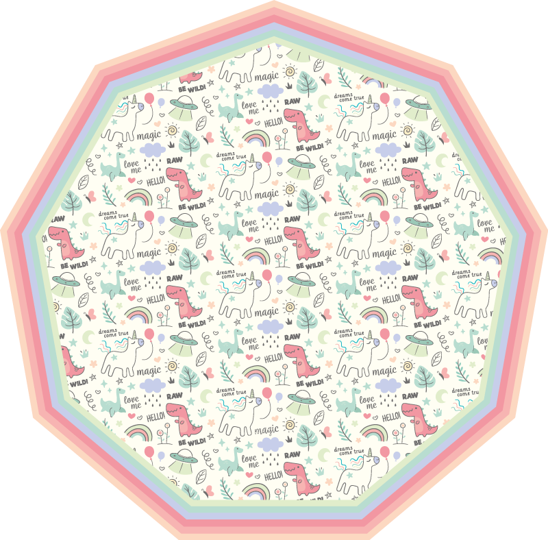 Alfombra vinílica de Dinosaurios estilo doodle - TenVinilo