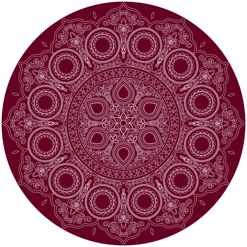 Alfombra vinílica mandala motivo rojo burdeos - TenVinilo