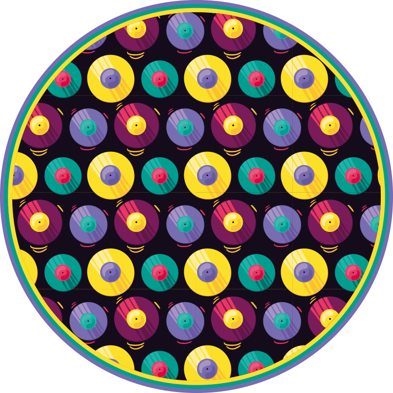 Alfombra vinílica juegos composición de discos retro - TenVinilo