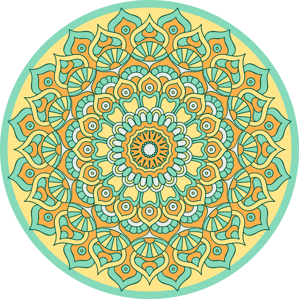 Alfombra vinílica mandala mandala de forma circular - TenVinilo