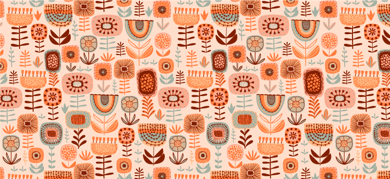 Alfombra vinílica nórdica de flora y fauna - TenVinilo