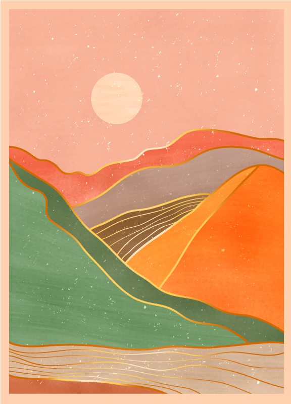 Alfombra vinílica nórdica Colorido paisaje pastel - TenVinilo